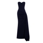 Alex Perry Strapless Sweetheart Drape Gown in Wool Suiting, Midnight | Evening Gowns | Coveti