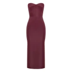 Alex Perry Strapless Sweetheart Dress in Leather, Cherry | Maxi Dresses | Coveti
