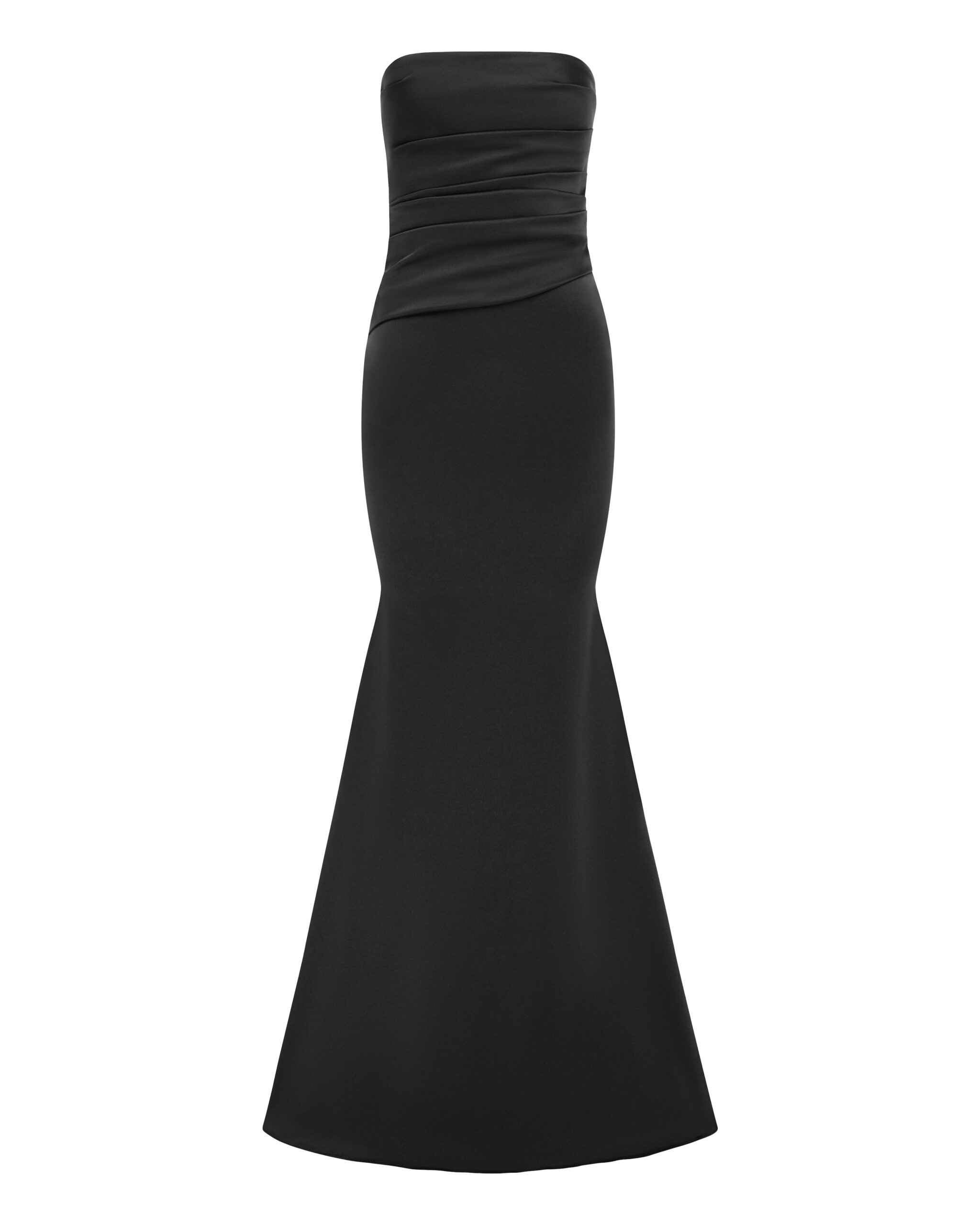 Alex Perry Strapless Tucked Gown in Satin Crepe, Black Alex Perry Strapless Tucked Gown in Satin Crepe, Black | Evening Gowns | Coveti