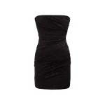 Alex Perry Strapless Tucked Mini Dress in Leopard Lace, Black | Mini Dresses | Coveti