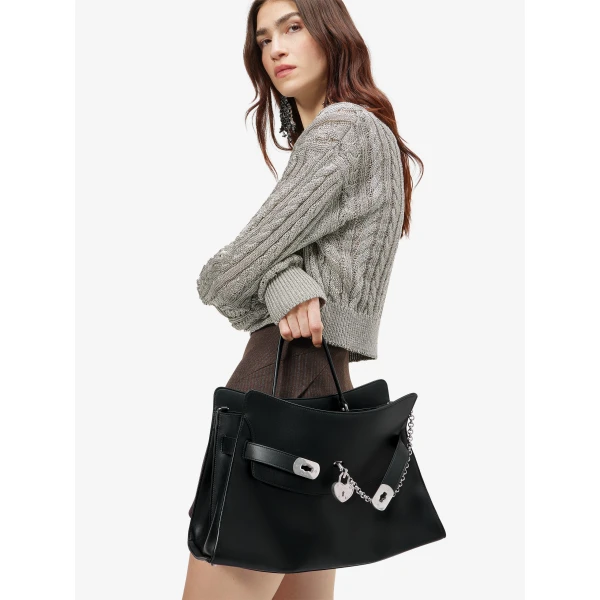 Black Alexander McQueen Locke Bag, view 2 | Totes & Top-Handle Bags