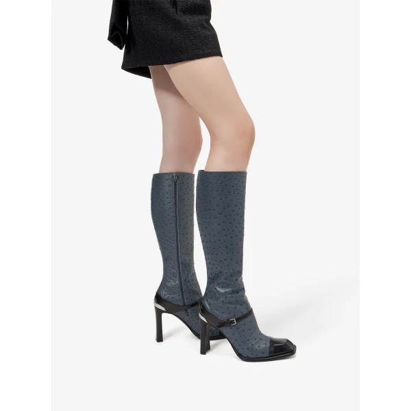 Grey Alexander McQueen Niko Boot in Storm Grey, view 2 | Boots
