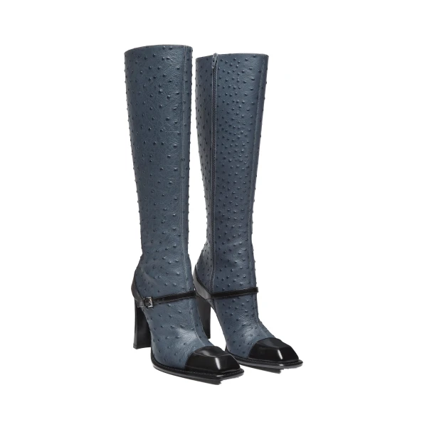 Grey Alexander McQueen Niko Boot in Storm Grey, view 3 | Boots