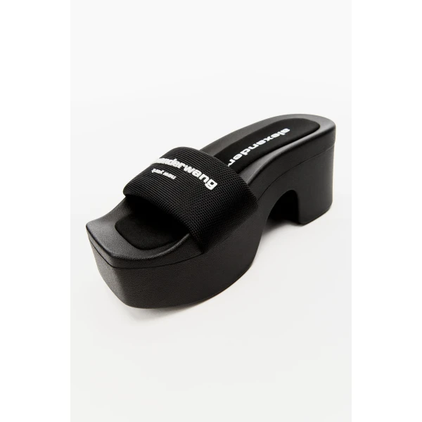 Alexander Wang 85mm Platform Slide in Black | Flip Flops & Slides | Coveti