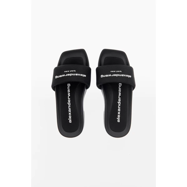 Alexander Wang 85mm Platform Slide in Black | Flip Flops & Slides | Coveti