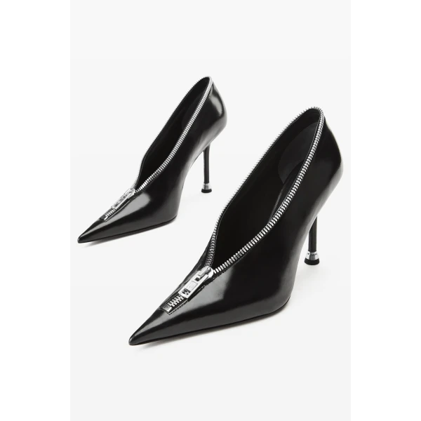 Alexander Wang Akila 105mm Zip-Up Pump in Black | Heels | Coveti