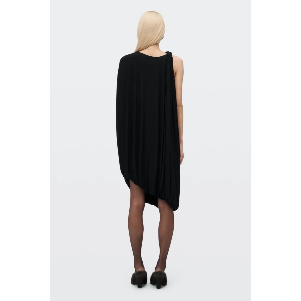 Alexander Wang Asymmetric Drape Midi Dress in Black | Midi Dresses | Coveti