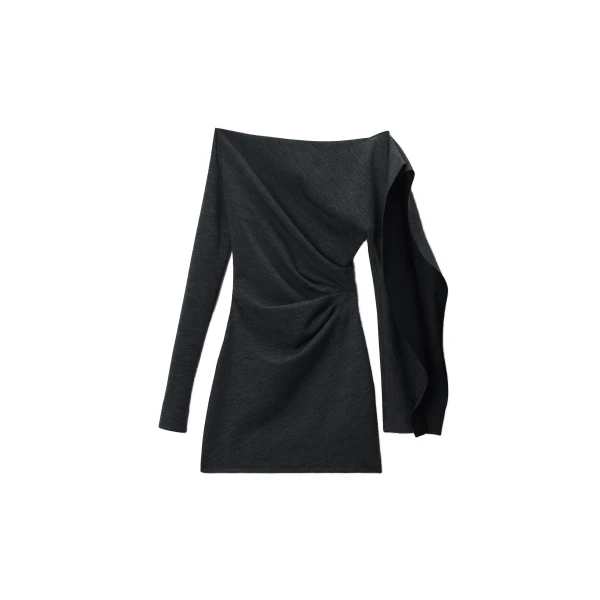 Alexander Wang Asymmetric Drape Mini Dress in Charcoal | Coveti