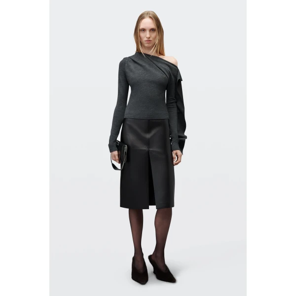 Alexander Wang Asymmetric Drape Top in Charcoal | Tops | Coveti