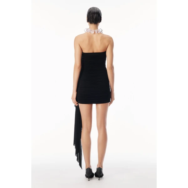 Alexander Wang Asymmetric Ruched Strapless Mini Dress in Black | Mini Dresses | Coveti