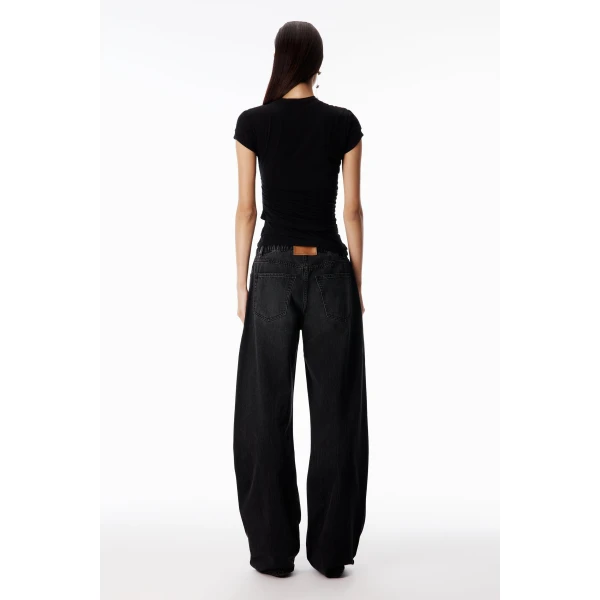 Alexander Wang Balloon Crystal Hotfix Drawcord Jogger in Grey Aged | Sweatpants | Coveti