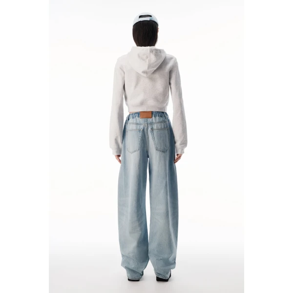 Alexander Wang Balloon Crystal Hotfix Drawcord Jogger in Light Bleach | Sweatpants | Coveti