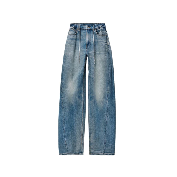 Balloon Crystal Hotfix Drawcord Jogger in Tinted Medium Indigo