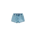 Alexander Wang Balloon Logo-Embossed Denim Marathon Short in Vintage Light Indigo | Coveti