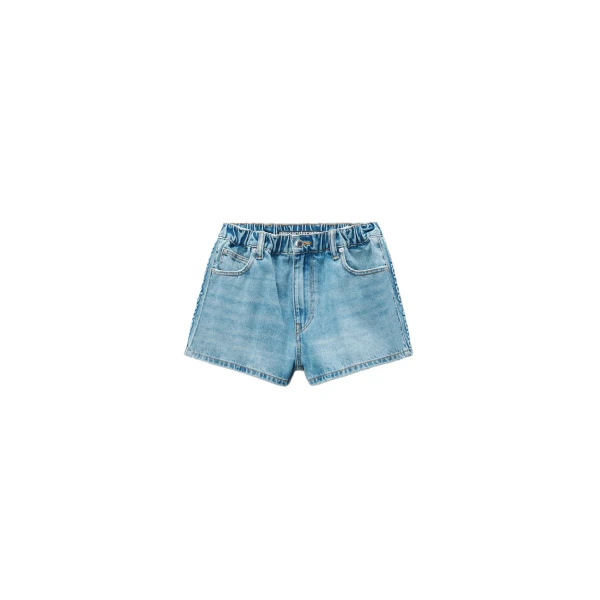 Balloon Logo-Embossed Denim Marathon Short in Vintage Light Indigo
