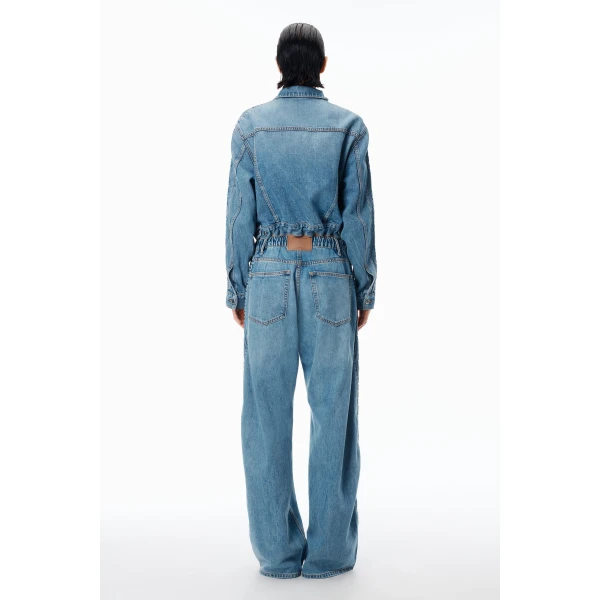 Alexander Wang Balloon Logo-Embossed Jean in Vintage Light Indigo | Denim | Coveti