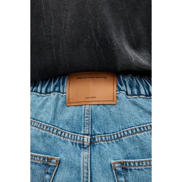 Alexander Wang Balloon Logo-Embossed Jean in Vintage Light Indigo | Denim | Coveti
