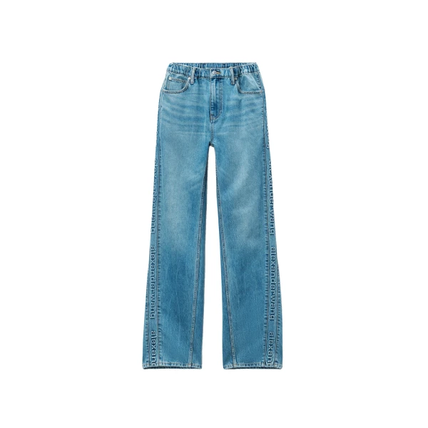 Alexander Wang Balloon Logo-Embossed Jean in Vintage Light Indigo | Coveti