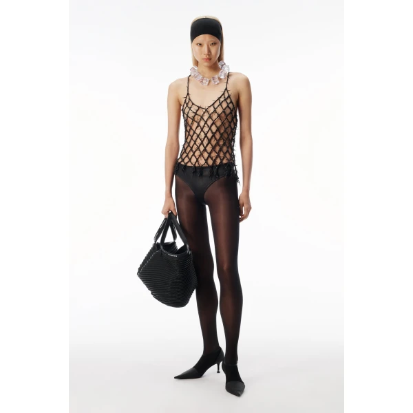 Alexander Wang Barbed Leather Tank in Black | Sleeveless | Coveti