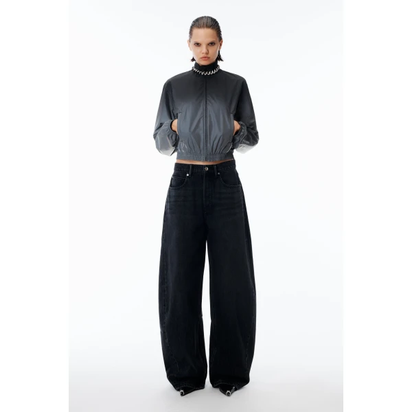 Alexander Wang Blow Up Crystal Hotfix Logo Pocket Jean in Grey Aged | Denim | Coveti