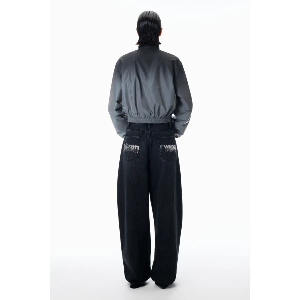 Alexander Wang Blow Up Crystal Hotfix Logo Pocket Jean in Grey Aged | Denim | Coveti