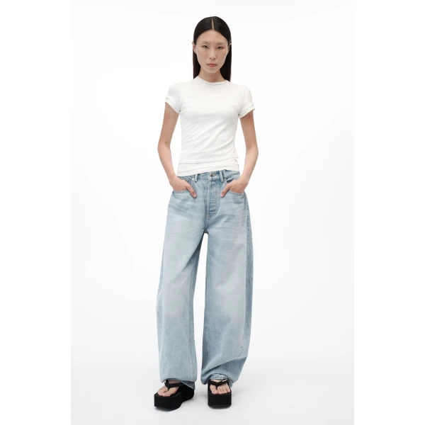 Alexander Wang Blow Up Crystal Hotfix Logo Pocket Jean in Light Bleach | Denim | Coveti