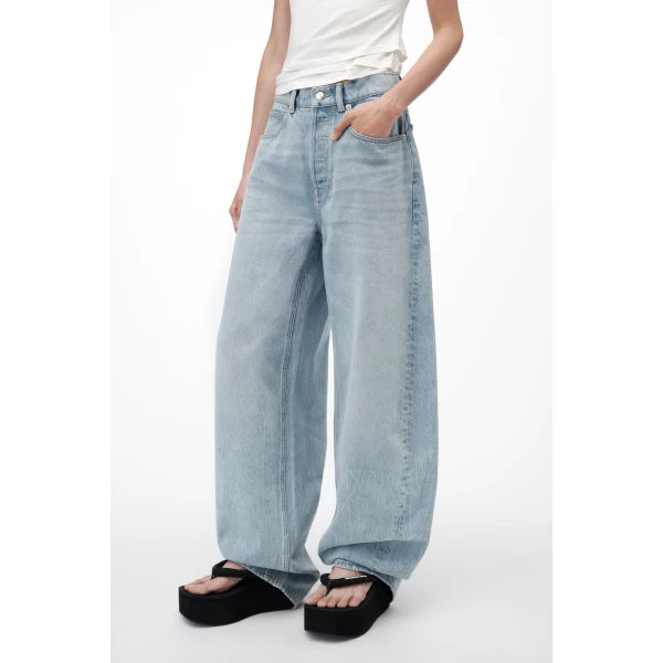Alexander Wang Blow Up Crystal Hotfix Logo Pocket Jean in Light Bleach | Denim | Coveti