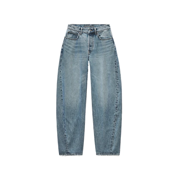 Alexander Wang Blow Up Crystal Hotfix Logo Pocket Jean in Vintage Light Indigo | Coveti