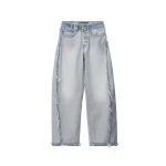 Alexander Wang Blow Up Logo-Embossed Mid-Rise Inverted Jean in Inverted Bleach Blue | Coveti