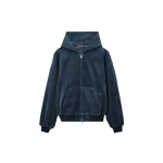 Alexander Wang Brushed Denim Oversized Hoodie in Ink Blue | Coveti