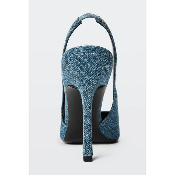 Alexander Wang Buffy 105mm Denim Slingback Pump in Blue | Heels | Coveti