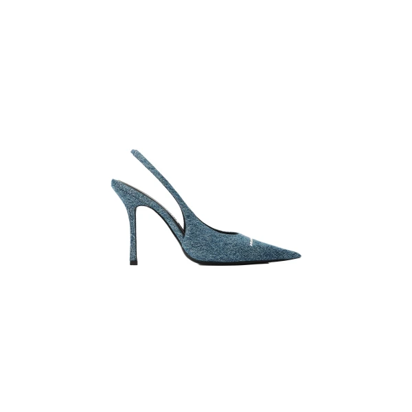 Alexander Wang Buffy 105mm Denim Slingback Pump in Blue | Coveti