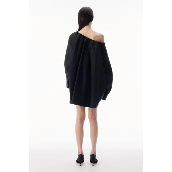 Alexander Wang Bungee Scoop Neck Mini Shirt Dress in Black | Mini Dresses | Coveti