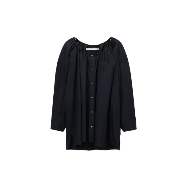 Alexander Wang Bungee Scoop Neck Mini Shirt Dress in Black | Coveti