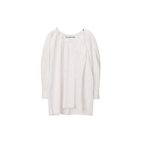 Alexander Wang Bungee Scoop Neck Mini Shirt Dress in White | Coveti