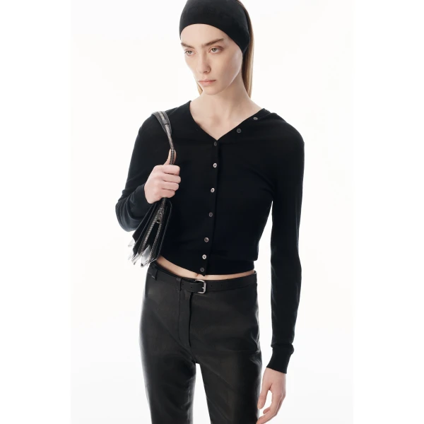 Alexander Wang Button-Front Cardigan in Black | Cardigan | Coveti