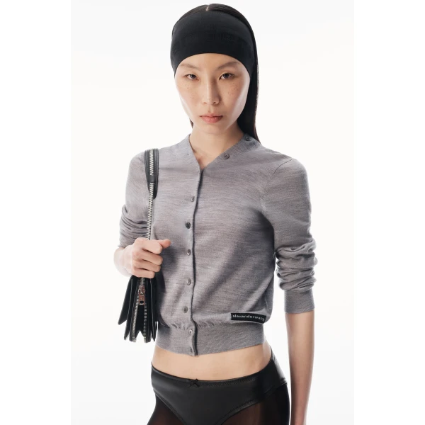 Alexander Wang Button-Front Cardigan in Heather Grey | Cardigan | Coveti