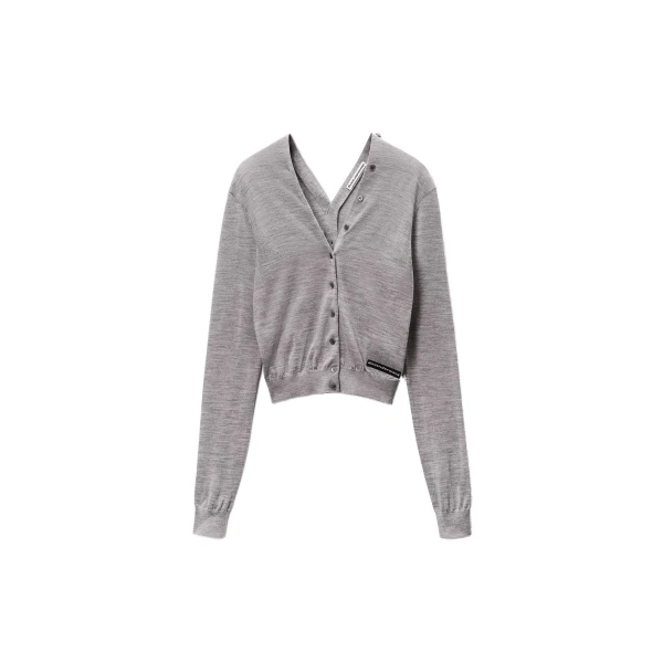 Button-Front Cardigan in Heather Grey