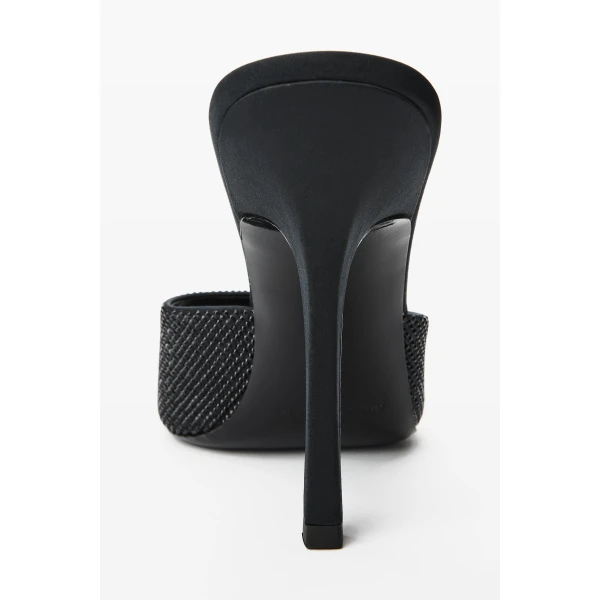 Alexander Wang Cher 105mm Crystal Hotfix Mule in Black and Jet | Mules | Coveti