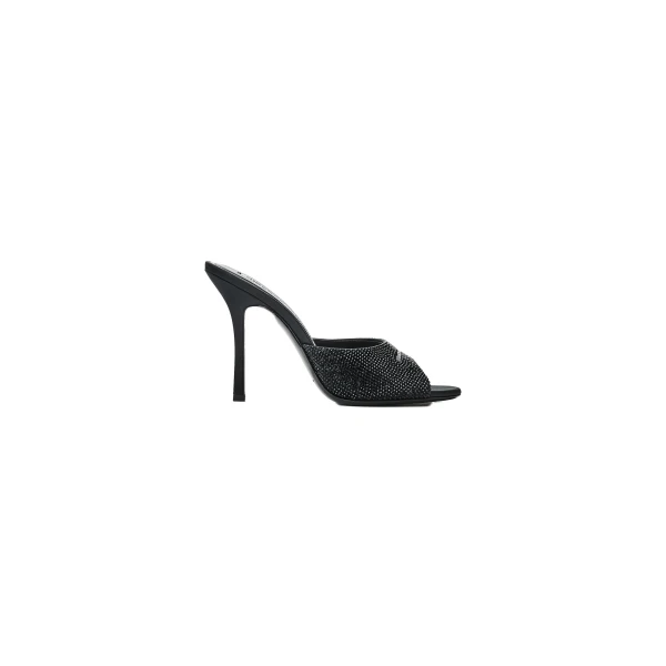 Alexander Wang Cher 105mm Crystal Hotfix Mule in Black and Jet | Coveti