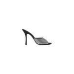 Alexander Wang Cher 105mm Crystal Hotfix Mule in Black and Silver | Coveti