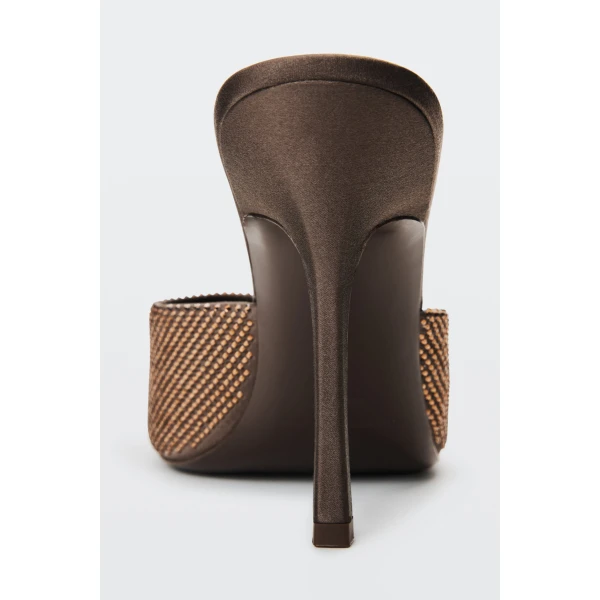 Alexander Wang Cher 105mm Crystal Hotfix Mule in Brown | Mules | Coveti