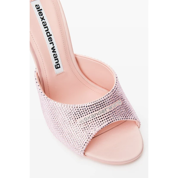 Alexander Wang Cher 105mm Crystal Hotfix Mule in Light Pink | Mules | Coveti