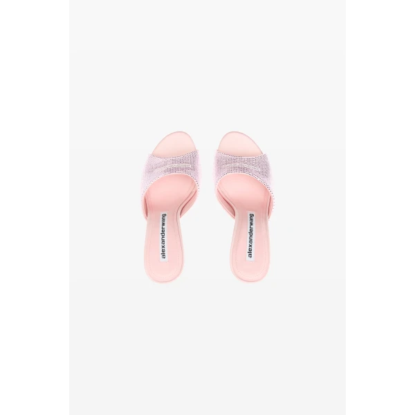 Alexander Wang Cher 105mm Crystal Hotfix Mule in Light Pink | Mules | Coveti