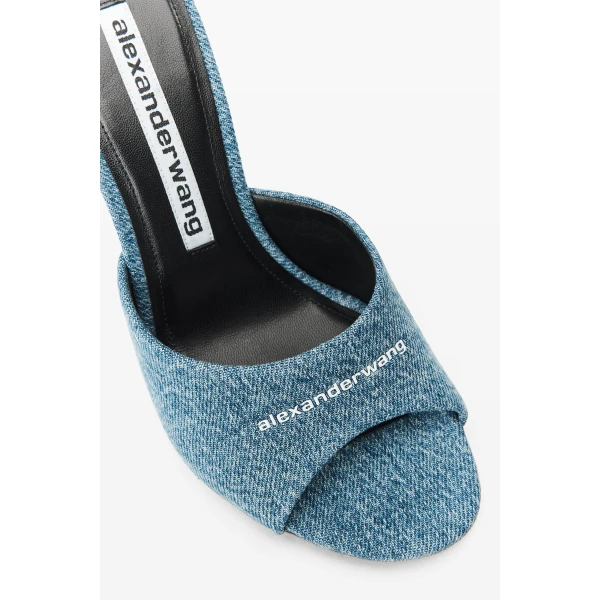 Alexander Wang Cher 105mm Denim Mule in Vintage Medium Indigo | Mules | Coveti
