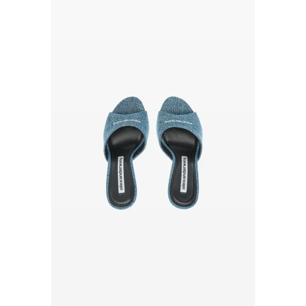 Alexander Wang Cher 105mm Denim Mule in Vintage Medium Indigo | Mules | Coveti