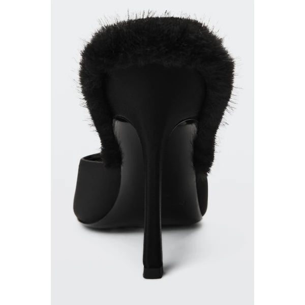 Alexander Wang Cher 105mm Faux Fur Mule in Black | Mules | Coveti