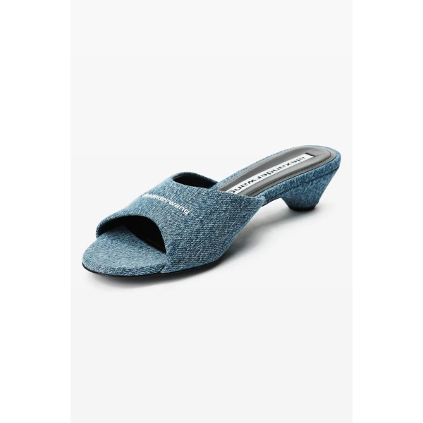 Alexander Wang Cher 35mm Kitten Mule in Blue | Mules | Coveti