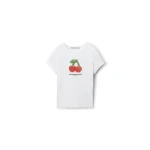 Alexander Wang Cherry Graphic Tee with Contrast Trim in White | Coveti