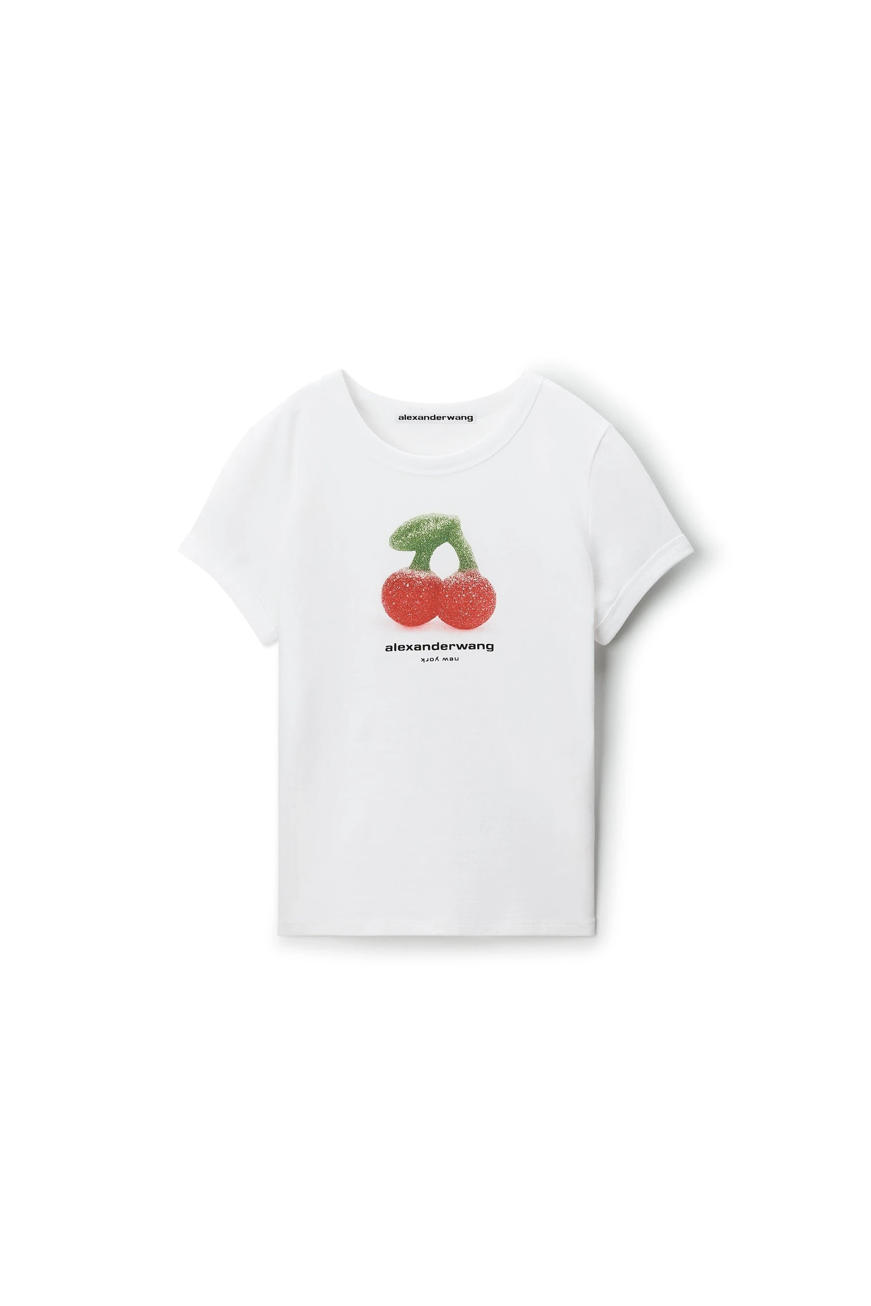 Alexander Wang Cherry Graphic Tee with Contrast Trim in White Alexander Wang Cherry Graphic Tee with Contrast Trim in White | Coveti